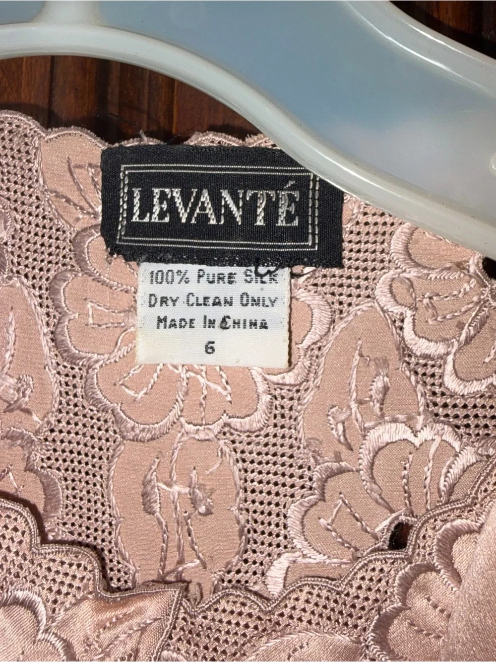 Women's Blush Pink Silk Button-Front Blouse with Lace and Scarf